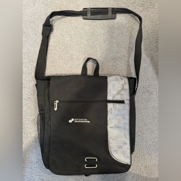 Destination Imagination Black Zippered Messenger Tote Bag by Leeds - Picture 1 of 2